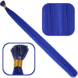 Fiber Sentetik Boncuk Kaynaklık Renkli Saç - Koyu Mavi - 100 Adet