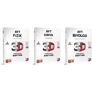 3D Yayınları   2024 Ayt Fizik  /  Kimya  /  Biyoloji Video Destekli Defteri Seti  (3 Kitap)