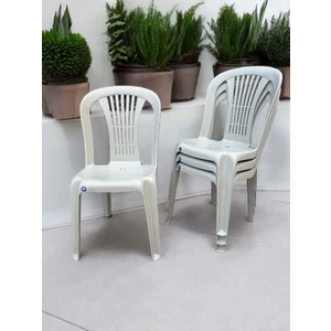 Nar Sokağı 4 Adet Kolsuz Plastik Sandalye Bahçe Balkon ve Mutfak Sandalyesi
