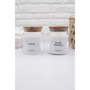 Zeze Design Bambu Kapaklı 500 ml Cam Kulak Pamuğu ve Pamukluk Kavanoz – Şık, Dayanıklı ve Hijyenik Saklama Çözümü