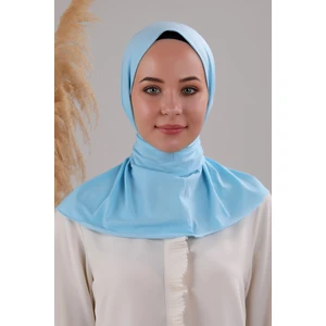 Melodi Scarf Kadın Tesettür Pratik Çıtçıtlı Sandy Deniz Havuz Uyumlu Fular Hazır Bone Bebe Mavisi