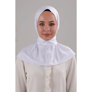 Melodi Scarf Kadın Tesettür Pratik Çıtçıtlı Sandy Fular Deniz Havuz Uyumlu Hazır Bone Beyaz