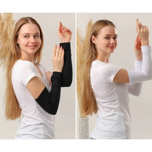 Melodi Scarf Tesettür Kolluk 2'li Set Siyah Siyah Namaz Kolluk Spor Kolluk