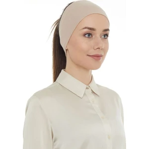 Kadın Tesettür Dikişsiz Silikonlu Kaymaz Bandana Spor Bone Krem