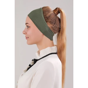 Kadın Tesettür Dikişsiz Silikonlu Kaymaz Bandana Spor Bone Haki