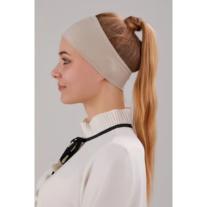 Kadın Tesettür Dikişsiz Silikonlu Kaymaz Bandana Spor Bone Bej