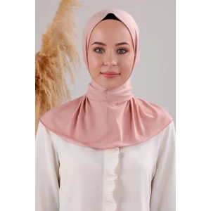 Melodi Scarf Kadın Tesettür Pratik Çıtçıtlı Sandy Deniz Havuz Uyumlu Fular Hazır Bone Pudra
