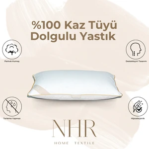 NHR HOME %100 Kaz Tüyü Dolgulu, %90 Gıdık Antibakteriyel, Uyku Yastığı / 50x70 1000gr / 1 Adet