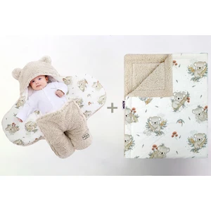 0-4 Ay Bebek Dış Kundak ve Battaniye Seti Wellsoft Bej (Koala Desenli)