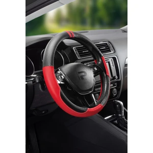Spor Çift Yüzüklü Geçmeli Direksiyon Kılıfı - Kırmızı