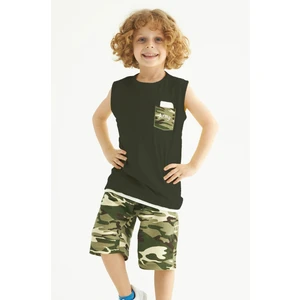 Erkek Çocuk Kamuflaj Baskılı Cepli Kaprılı Takım 2-9 Yaş