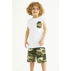Erkek Çocuk Kamuflaj Baskılı Cepli Kaprılı Takım 2-9 Yaş