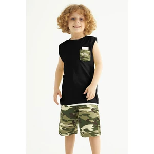 Erkek Çocuk Kamuflaj Baskılı Cepli Kaprılı Takım 2-9 Yaş