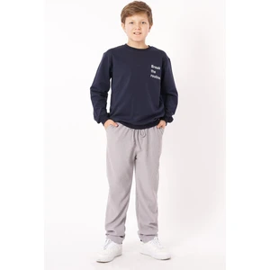 Erkek Çocuk Lacivert Renkli Break The Routine Baskılı Uzun Kollu Sweatshirt