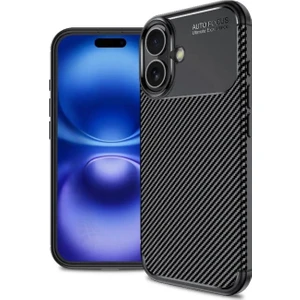 Apple iPhone 16 Uyumlu Silikon Kılıf Karbon Desenli Kamera Korumalı Darbe Emici Autofocus Kapak
