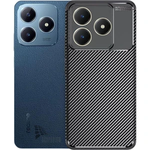 Realme C63 Uyumlu Silikon Kılıf Karbon Desenli Kamera Korumalı Darbe Emici Autofocus Kapak