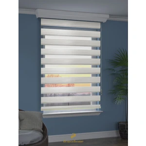 Demor Home Geniş Pliseli Ekru Zebra Stor Güneşlik Perde Metal Kasa