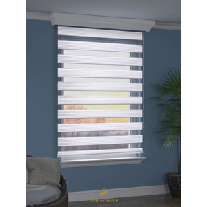 Demor Home Geniş Pliseli Beyaz Zebra Stor Güneşlik Perde Metal Kasa