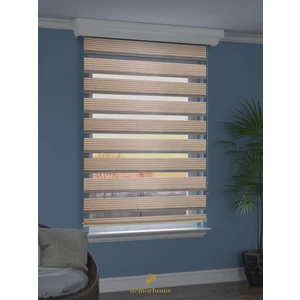 Demor Home Geniş Pliseli Latte Rengi Zebra Stor Güneşlik Perde Metal Kasa