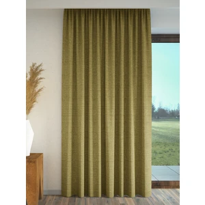 Yağ Yeşili Keten Dokulu Fon Perde Ekstrafor Büzgülü