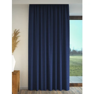 Lacivert Renk Keten Dokulu Fon Perde Ekstrafor Büzgülü