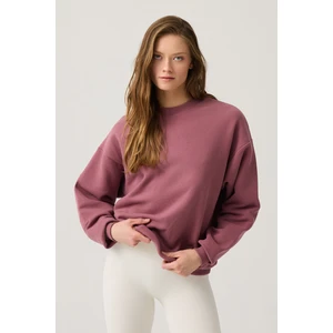 Los Ojos Bordo Geniş Kalıp Bisiklet Yaka Sweatshirt Crew Neck