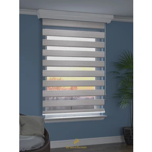 Demor Home Geniş Pliseli Açık Gri Zebra Stor Güneşlik Perde Metal Kasa