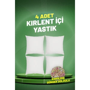 Kare Kırlent İçi Yastık 4'lü Set 43x43 cm Kırpılmış Sünger Dolgulu Beyaz