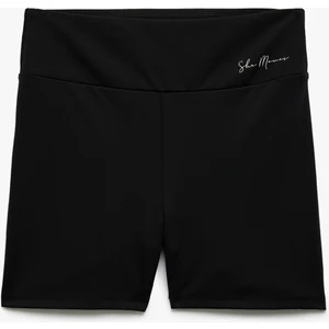 Yüksek Bel Baskılı Slim Fit Biker Spor Tayt