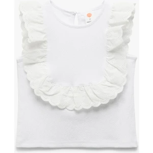 Fırfır Detaylı Yuvarlak Yaka Arkası Düğmeli Atlet