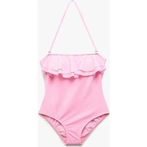 Astarlı Dar Kalıp Çıkarılabilir Askı Detaylı Fırfırlı Straplez Mayo