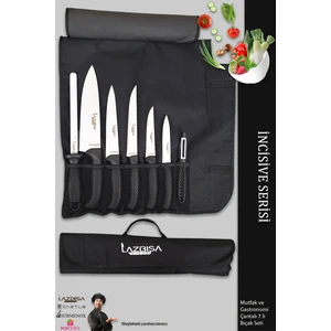 İncisive Serisi Çantalı 7 Li Mutfak Bıçak Seti Gastronomi Mutfak Bıçak Seti ( Mft-723)