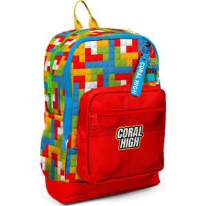 Coral High Renkli Blok Desenli Dört Bölmeli Okul Sırt Çantası 23775