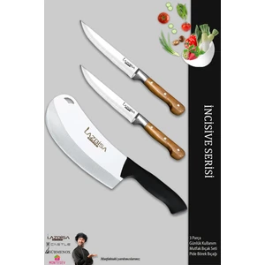 İncisive Serisi Mutfak Bıçak Seti Et Ekmek Sebze Pizza Pide Salata Bıçağı 3 Lü Set ( Mtf-457)