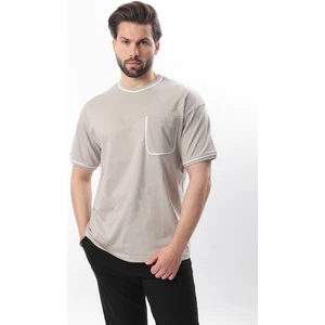 Boyalı Gri Cep Detaylı Erkek Tişört 6176