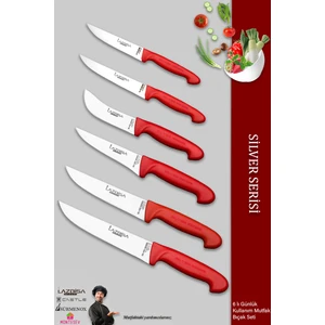Silver Serisi Mutfak Bıçak Seti Et Ekmek Sebze Bıçağı 6 Lı Set Günlük Kullanım ( Mtf-202)