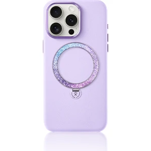 iPhone 15 Pro Kılıf Magsafe Şarj Özellikli Standlı Suni Deri Dancing Circle Serisi Kapak Lila