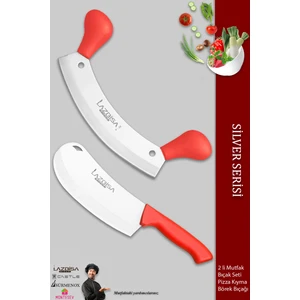 Silver Serisi Pizza Salata Börek Pide Bıçağı Kıyma Bıçağı 2 li Set Günlük Kullanım ( MFT-457 )