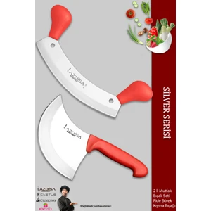 Silver Serisi Pizza Salata Hilal Börek Pide Bıçağı Kıyma Bıçağı 2 Li Set Günlük Kullanım ( Mft-460 )
