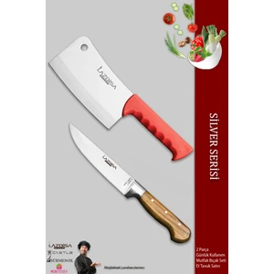 Silver Serisi Mutfak Bıçak Seti Et Ekmek Sebze Bıçağı Tavuk Et Satırı 2 Li Set ( Mtf-457)