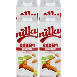 Şekersiz Badem Sütü Glütensiz Bitkisel Bazlı Laktosuz Vegan 4x1 lt