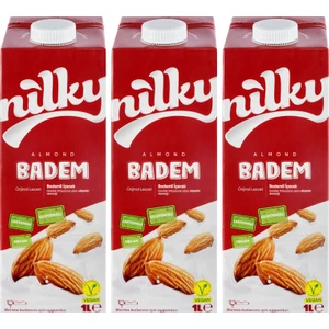 Badem Sütü Glütensiz Bitkisel Bazlı Laktosuz Vegan 3x1 lt
