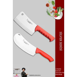 Silver Serisi Pizza Salata Börek Pide Bıçağı Tavuk Satırı 2 li Set Günlük Kullanım ( MFT-465 )