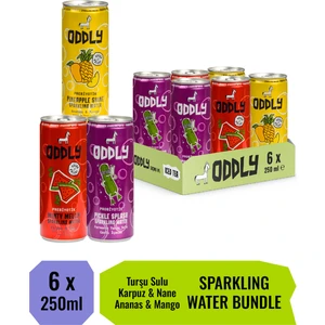 Bu Üçlü Çok Güçlü! (Turşu Suyu, Karpuz-Nane, Ananas-Mango) Gazlı İçecek Kutu 250 ml 6 Adet