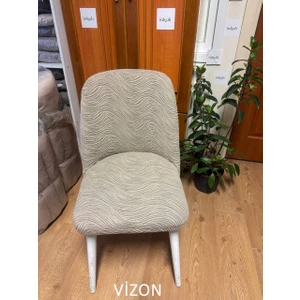 Lüks Jakarlı Su Yolu Desen Oval Sandalye Örtüsü. Lastikli Yuvarlak Sandalye Kılıfı 1.adet Vizon