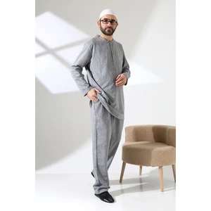 İhvan Online Erkek Tek Cepli Gömlek Pantolon Ikili Takım Hac ve Umre Kıyafeti Gri (Vşn)