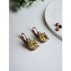 Fayra Accessories Sarı Kristal Taşlı Küpe