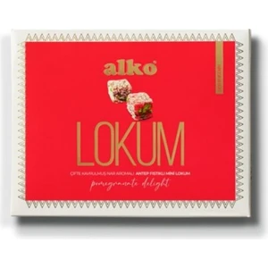 Alko Şekerleme Duble Antep Fıstıklı Hindistan Cevizi Kaplı Nar Aromalı Mini Lokum 150 gr