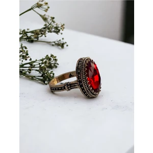 Kristal Taşlı Oval Yüzük