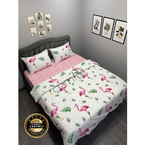 Çetin Home Çetinhome Çarşafı Lastikli Çift Kişilik Nevresim Takımı Flamingo